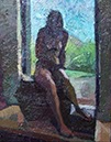 Blue River Figure Oil on Panel 20" x 16"