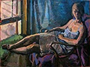Woman in Window Light 24"X 32", oil on paper mounted on canvas