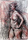 Philip Hale : Nude, sketch charcoal and chalk on paper 26" X 20"