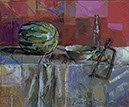 Philip Hale : Mellon with Hacksaw oil on canvas 20" X 24"