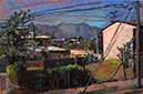 Buildings with Mountain 1 20"X 30", oil on canvas